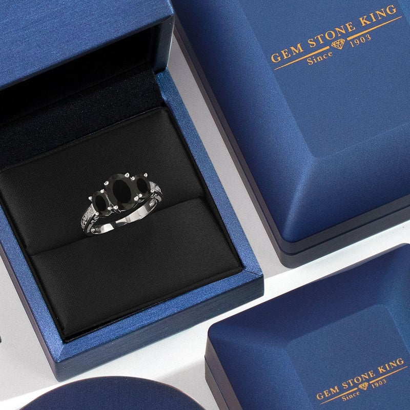 Gem Stone King 2-3 Cttw Gemstone Birthstone 3-Stone Engagement Ring | 925 Sterling Silver | Three Stone Wedding Anniversary Promise Ring For Women | Oval 9X7MM and 6X4MM | Available in Size 5-9 - Image 5